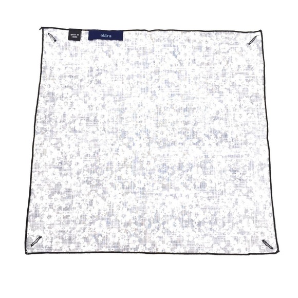 Alara Black + White Floral Notched Pocket Square - Picture 3 of 4